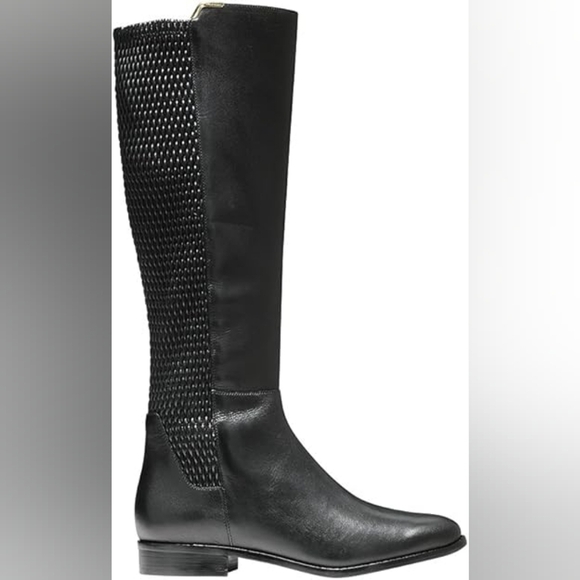 Cole Haan Rockland mid calf riding boots black leather sz 8 - Picture 1 of 6